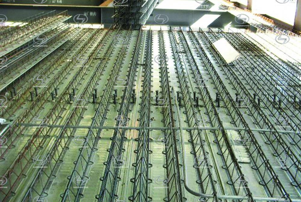 Máy cán tôn sàn Deck | Máy đổ sàn - H45 | H50 | H71 sản xuất thành các tấm sàn Deck được hiểu như là tấm sàn bằng tôn thép được liên kết trên hệ dầm k