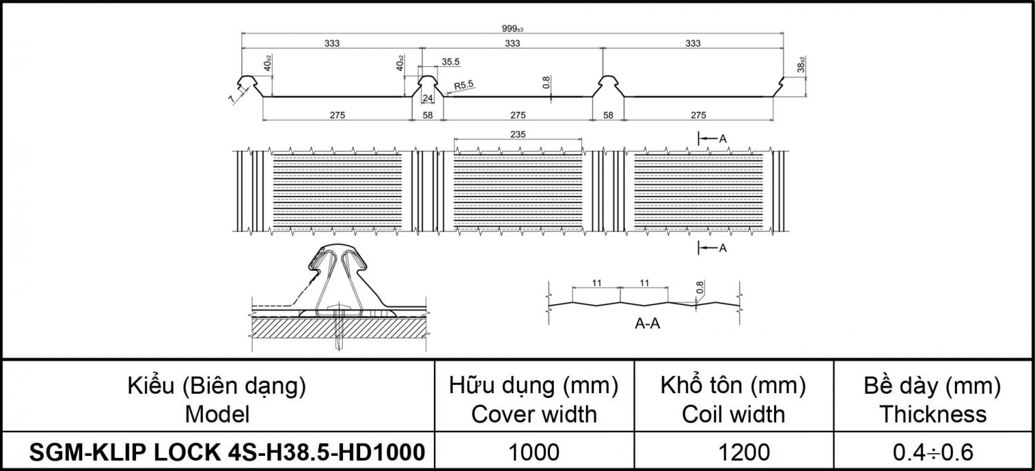 Máy cán tôn 1 tầng - Kliplok | Kliplock - HD1000