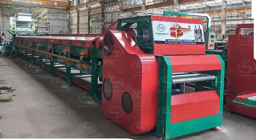 Máy cán tôn xốp PU, máy cán tôn pu, pu forming, pu roll forming machine, tôn pu cách nhiệt, saigonmachine, sgm, cơ khí công nghiệp sài gòn, saigon mac